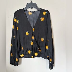 Madewell Floral Wrap Bubble Sleeve Top Size S